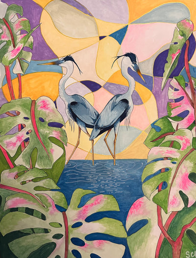 “Herons at Sunset” by Sarah Curl-Larson $350