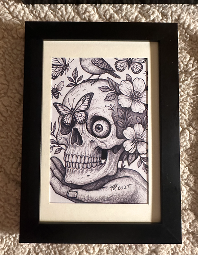 “Lady and Skull” by Alfonso Apodaca $150