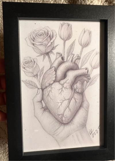 “Heart in hand” by Alfonso Apodaca $150