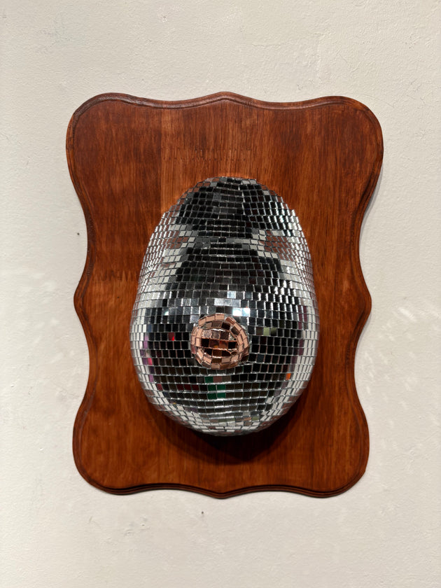 "Don't Be A Disco Boob! (silver)" by Jacqui Milton $125