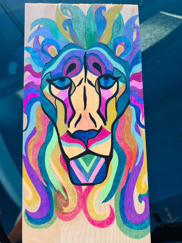 "Lion Wood" by Rochelle Kabilio $35