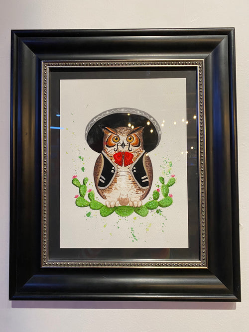 “Mariachi Owl - Black” by Lizeth Wallace $119