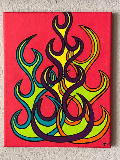 "TECHNICOLOR FLAMES" by Amy Sherman $125