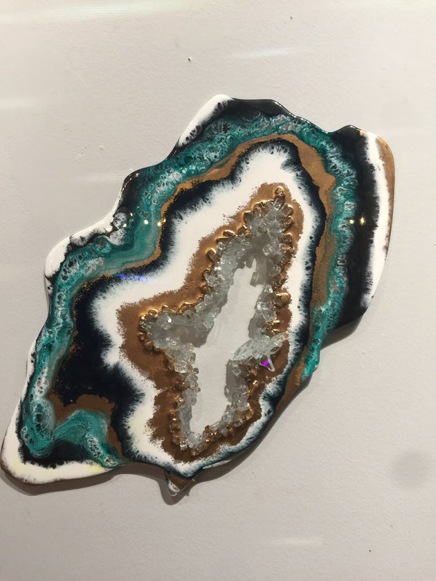 "Teal Geode Slice" by Artist 'till Death Studio  $200