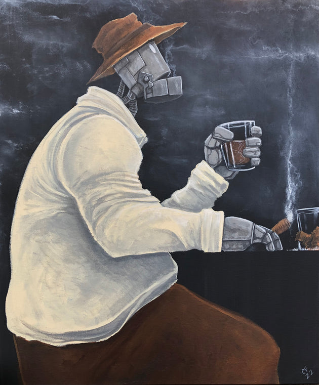 “Robot Realizing the Bar is Non-Smoking” by Chase Fleischman $400