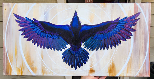"Soar: Raven in Flight" by Liz Wallace $250