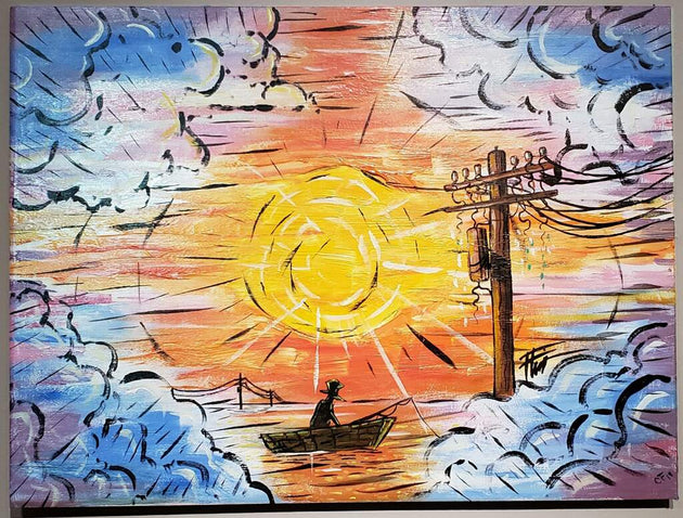 “A boat, sunset, and telephone pole” by Chase Fleischman, William Bubba Flint, & David Pech